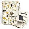 Icycay Highland Cow Small Wallet Women RFID Blocking Bifold, Cute Credit Card Holder, Zipper Coin Pocket, PU Leather, Compact, Travel, 4 ID Window, 14 Card Slots, Western, Cash Purse, Ladies Woman(Bee)