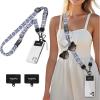 Icycay Phone Lanyard Crossbody, Marble Cell Phone Strap for Around The Neck Adjustable, Anti Theft Cute Lanyard for iPhone Case ID Holder Keys Accessories Travel Essential(Boho Navy Blue)