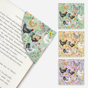 Icycay Axolotls Corner Bookmarks, Cute Leather Book Accessories for Book Lovers, 3 Pcs Reading Book Page Markers for Women Men Student Teacher Girls Boys Kids Retirement Birthday Gifts(Farm Chicken)