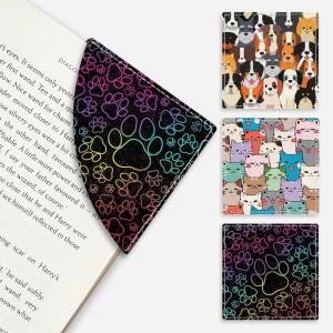 Icycay Axolotls Corner Bookmarks, Cute Leather Book Accessories for Book Lovers, 3 Pcs Reading Book Page Markers for Women Men Student Teacher Girls Boys Kids Retirement Birthday Gifts(Cute Paws)