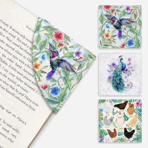 Icycay Axolotls Corner Bookmarks, Cute Leather Book Accessories for Book Lovers, 3 Pcs Reading Book Page Markers for Women Men Student Teacher Girls Boys Kids Retirement Birthday Gifts(Peacock)