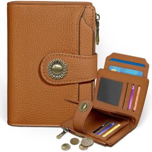 Icycay Highland Cow Small Wallet Women RFID Blocking Bifold, Cute Credit Card Holder, Zipper Coin Pocket, PU Leather, Compact, Travel, 4 ID Window, 14 Card Slots, Western, Cash Purse, Ladies Woman(0 Pumpkin)