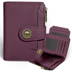 Icycay Highland Cow Small Wallet Women RFID Blocking Bifold, Cute Credit Card Holder, Zipper Coin Pocket, PU Leather, Compact, Travel, 4 ID Window, 14 Card Slots, Western, Cash Purse, Ladies Woman(0 Deep Violet)