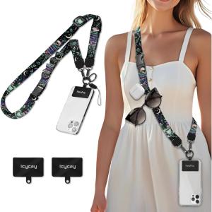 Icycay Phone Lanyard Crossbody, Marble Cell Phone Strap for Around The Neck Adjustable, Anti Theft Cute Lanyard for iPhone Case ID Holder Keys Accessories Travel Essential(Skull Book)