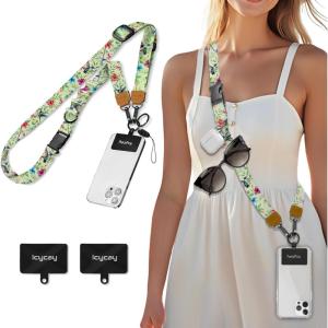Icycay Phone Lanyard Crossbody, Marble Cell Phone Strap for Around The Neck Adjustable, Anti Theft Cute Lanyard for iPhone Case ID Holder Keys Accessories Travel Essential(Bird)