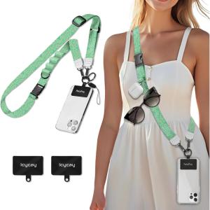Icycay Phone Lanyard Crossbody, Marble Cell Phone Strap for Around The Neck Adjustable, Anti Theft Cute Lanyard for iPhone Case ID Holder Keys Accessories Travel Essential(Tropical Leaves)