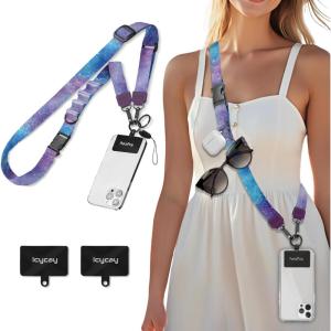 Icycay Phone Lanyard Crossbody, Marble Cell Phone Strap for Around The Neck Adjustable, Anti Theft Cute Lanyard for iPhone Case ID Holder Keys Accessories Travel Essential(Starry Sky)