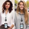 Autism Awareness Lanyards for Id Badges, ID Badge Holder with Silicone Beaded Lanyard Badge Reel Retractable Clip, Cute Lanyard with ID Holder Retractable Keychain Office Name Tag Badge Holder(Stay Positive)