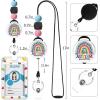 Autism Awareness Lanyards for Id Badges, ID Badge Holder with Silicone Beaded Lanyard Badge Reel Retractable Clip, Cute Lanyard with ID Holder Retractable Keychain Office Name Tag Badge Holder(Autism Rainbow)