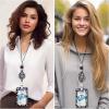 Autism Awareness Lanyards for Id Badges, ID Badge Holder with Silicone Beaded Lanyard Badge Reel Retractable Clip, Cute Lanyard with ID Holder Retractable Keychain Office Name Tag Badge Holder(Dog Paw)