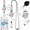Autism Awareness Lanyards for Id Badges, ID Badge Holder with Silicone Beaded Lanyard Badge Reel Retractable Clip, Cute Lanyard with ID Holder Retractable Keychain Office Name Tag Badge Holder(Coffee)