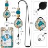 Autism Awareness Lanyards for Id Badges, ID Badge Holder with Silicone Beaded Lanyard Badge Reel Retractable Clip, Cute Lanyard with ID Holder Retractable Keychain Office Name Tag Badge Holder(Sea Turtle)