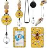 Autism Awareness Lanyards for Id Badges, ID Badge Holder with Silicone Beaded Lanyard Badge Reel Retractable Clip, Cute Lanyard with ID Holder Retractable Keychain Office Name Tag Badge Holder(Bee)
