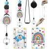 Autism Awareness Lanyards for Id Badges, ID Badge Holder with Silicone Beaded Lanyard Badge Reel Retractable Clip, Cute Lanyard with ID Holder Retractable Keychain Office Name Tag Badge Holder(Autism Rainbow)