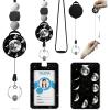 Autism Awareness Lanyards for Id Badges, ID Badge Holder with Silicone Beaded Lanyard Badge Reel Retractable Clip, Cute Lanyard with ID Holder Retractable Keychain Office Name Tag Badge Holder(Moon)