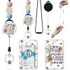Autism Awareness Lanyards for Id Badges, ID Badge Holder with Silicone Beaded Lanyard Badge Reel Retractable Clip, Cute Lanyard with ID Holder Retractable Keychain Office Name Tag Badge Holder(Coffee)