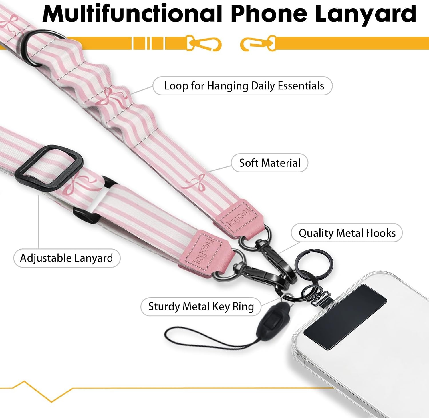 image:imageIcycay Phone Lanyard Crossbody Strap Adjustable Teacher Women CheckeredStriped Pk