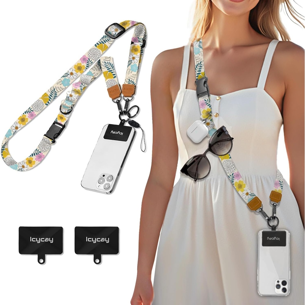 image:imageIcycay Phone Lanyard Crossbody Strap Adjustable Teacher Women CheckeredBoho Floral