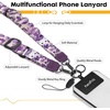 Icycay Phone Lanyard Crossbody Strap Adjustable Teacher Women Checkered(Cat Purple Flower)