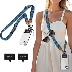 Icycay Phone Lanyard Crossbody Strap Adjustable Teacher Women Checkered(Boho Blue)